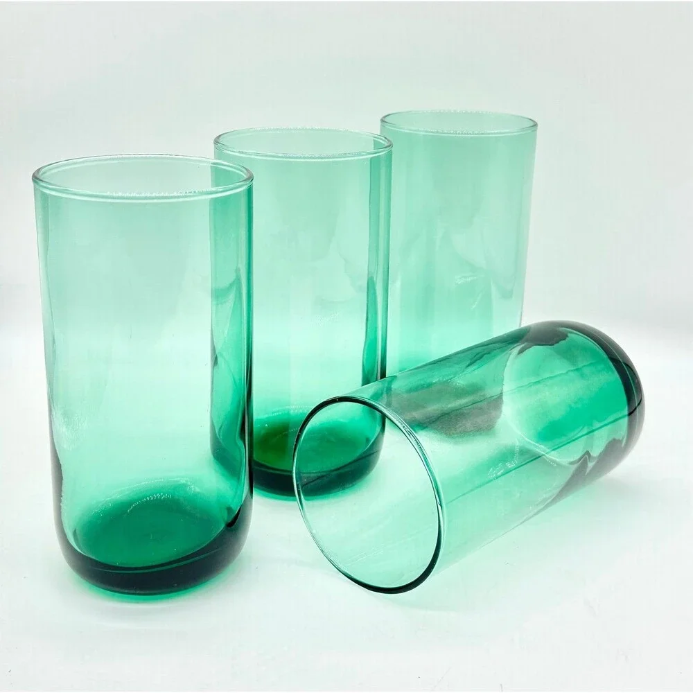 Set of 4 Vintage Libbey Metropolitan Juniper Green Cooler Glasses